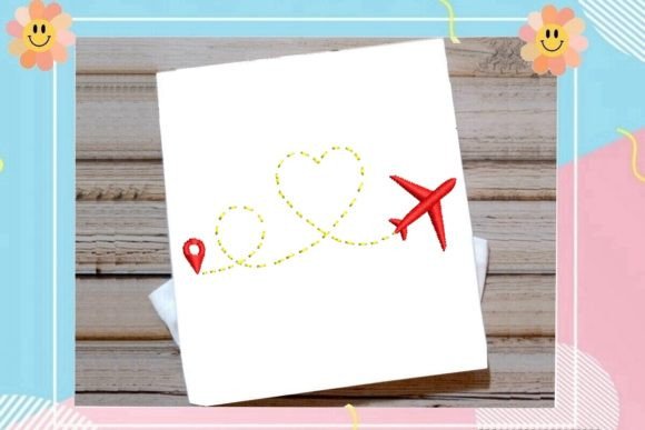 Airplane Tracing a Lovely Heart Embroidery