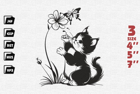 Cute Cat Playing with Butterfly Embroidery Review