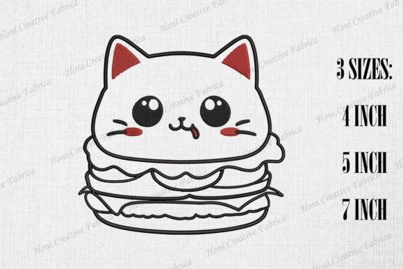 Cute Hamburger Cat Embroidery Review