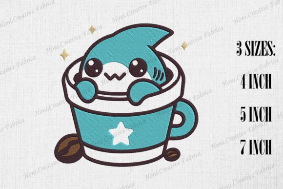 Cute Shark in Coffee Cup Embroidery Review