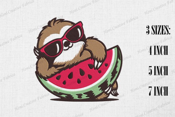 Cute Sloth Loves Watermelon Embroidery Review