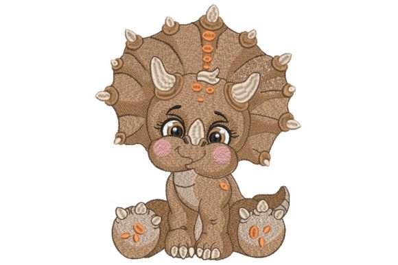 Cute Triceratops Baby Dinosaur Embroidery