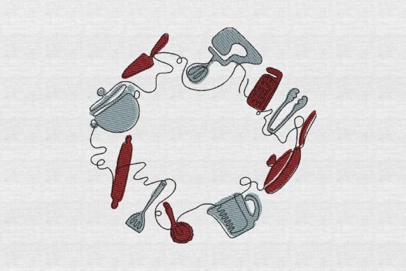 Kitchen Sketch Line Art Embroidery Review
