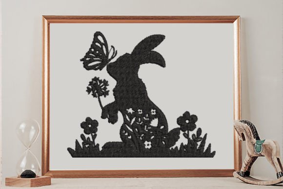 Rabbit Flower Embroidery Design