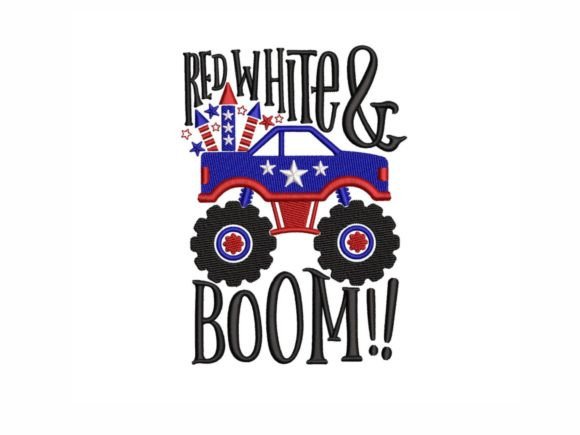 Red White and Boom Truck Embroidery Review